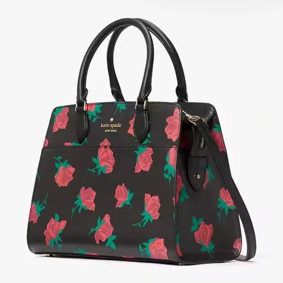 🥳HP🥳Kate Spade NWT Madison Rose Toss Printed Satchel - Picture 2 of 7